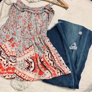Peplum Daisy Paisley Pattern Blouse